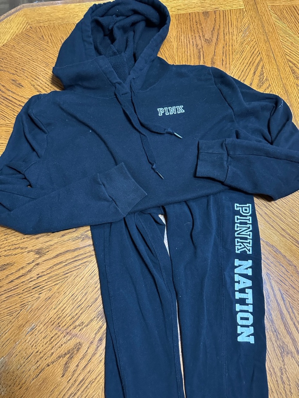 PINK Victoria's Secret Black Hoodie and Joggers Set